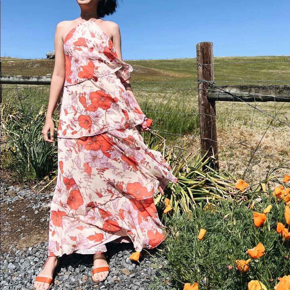 Mango floral halter neck maxi dress
